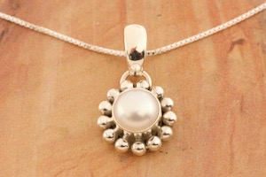 Artie Yellowhorse Genuine Freshwater Pearl Sterling Silver Native American Pendant
